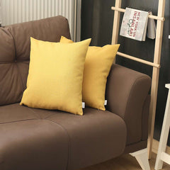 Set of 2 Yellow Textured Pillow Covers