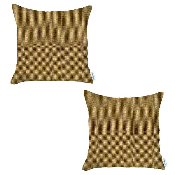 Set of 2 Yellow Textured Pillow Covers