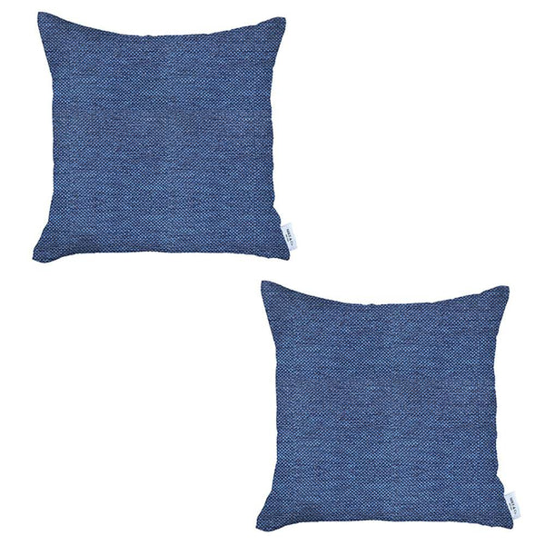 Set of 2 Blue Textured Pillow Covers