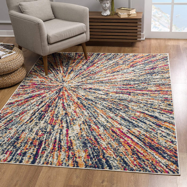 2’ x 22’ Cream Celestial Burst Abstract Runner Rug