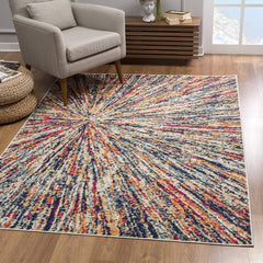 2’ x 22’ Cream Celestial Burst Abstract Runner Rug