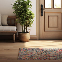 2’ x 4’ Cream Celestial Burst Abstract Area Rug