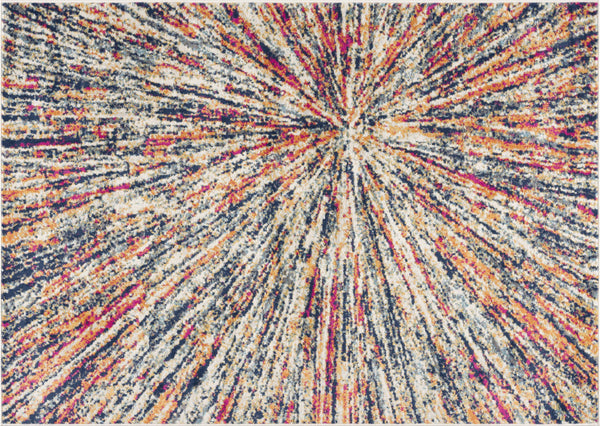 8’ x 11’ Cream Celestial Burst Abstract Area Rug