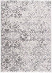 8’ x 11’ Cream and Gray Faded Filigree Area Rug
