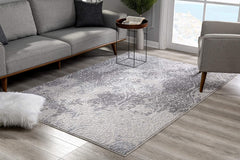 7’ x 10’ Cream and Gray Tinted Ogee Pattern Area Rug
