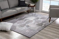 2’ x 5’ Gray Dripping Damask Area Rug