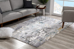 7’ x 10’ Gray Distressed Modern Abstract Area Rug