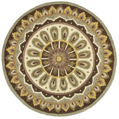 6’ Round Brown Medallion Area Rug