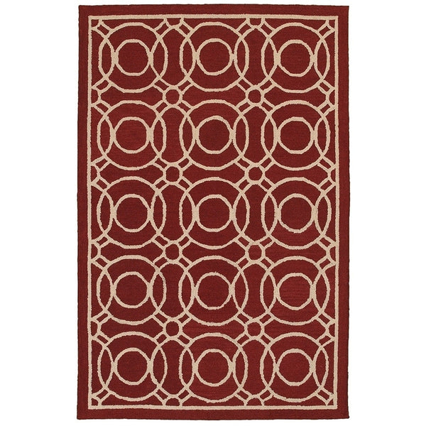 5’ x 8’ Red Geometric Trellis Area Rug