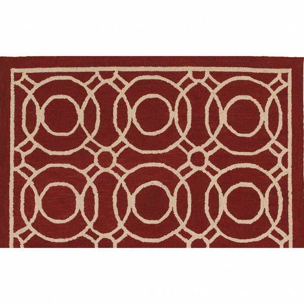 5’ x 8’ Red Geometric Trellis Area Rug