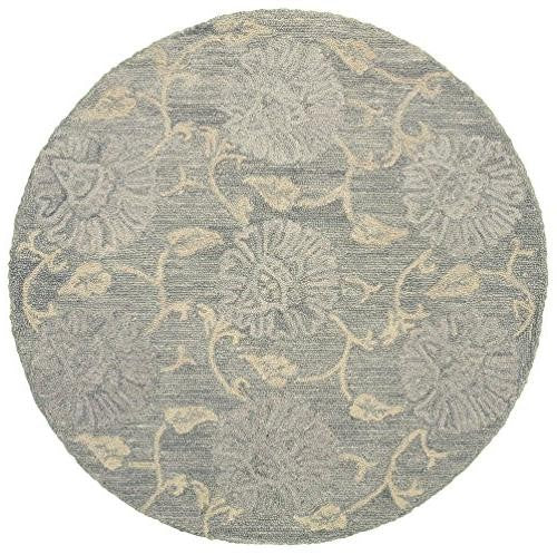 6’ Gray Floral Vines Round Area Rug