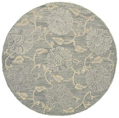 6’ Gray Floral Vines Round Area Rug