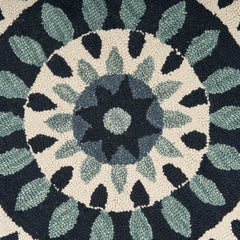 6’ Round Blue Floral Bloom Area Rug