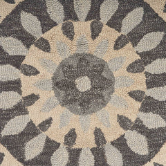 4’ Round Gray Floral Bloom Area Rug
