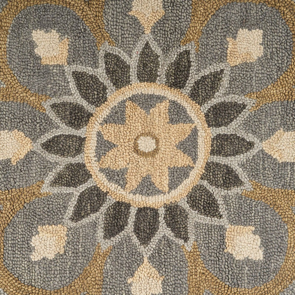 6’ Round Gray and Beige Medallion Area Rug