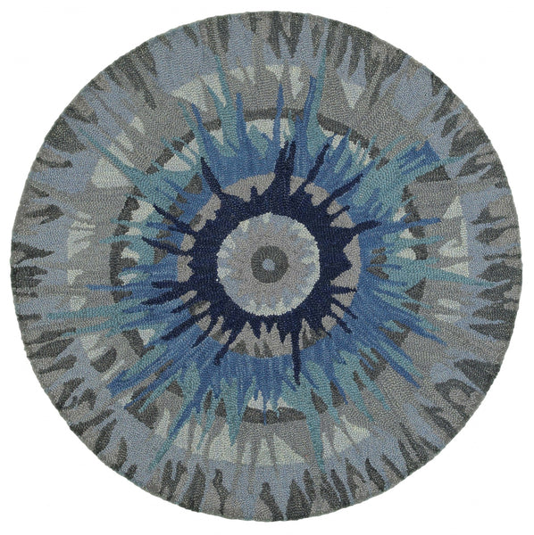 4’ Round Blue Colorburst Area Rug