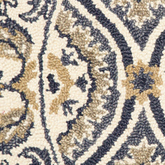 4’ Round Gray and Beige Ogee Pattern Area Rug