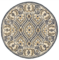 6’ Round Cream and Gray Ogee Pattern Area Rug