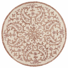 6’ Round Brown Traditional Paisley Area Rug