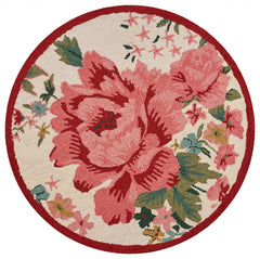 6’ Round Pink Rose Area Rug