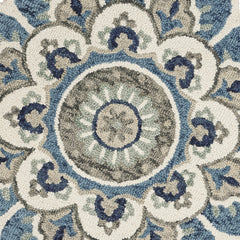 6’ Round Blue Modern Floral Area Rug