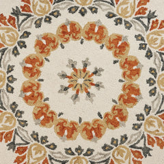6’ Round Orange Boho Medallion Area Rug