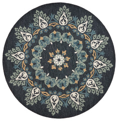 6’ Round Black Floral Paradise Area Rug