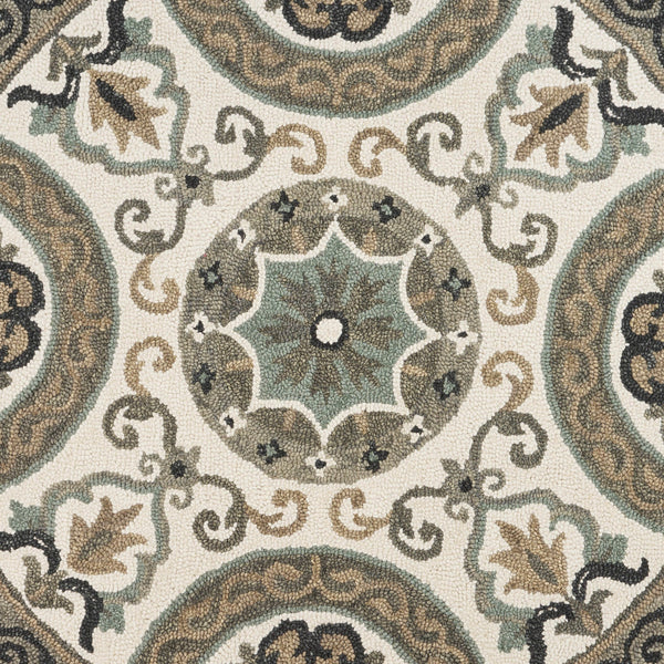 6’ Round Gray Ornate Medallion Area Rug
