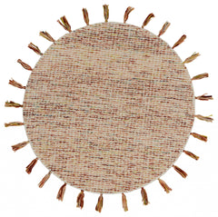 6’ Round Beige Sun Tasseled Area Rug