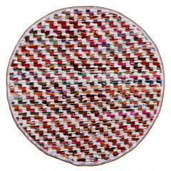 4’ Round White Braided Chindi Area Rug