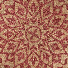 6’ Round Tan and Red Boho Chic Area Rug