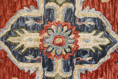 7’ x 9’ Red and Blue Floral Medallion Area Rug