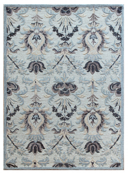 5’ x 7’ Blue Floral Patterns Area Rug