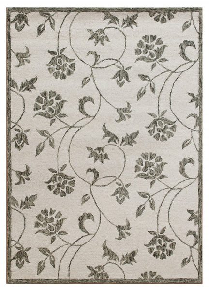 7’ x 9’ Gray and Ivory Filigree Area Rug
