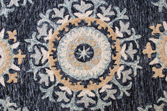5’ x 7’ Blue and Beige Floral Disc Area Rug