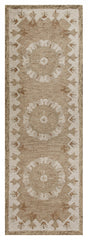 2’ x 7’ Tan Retro Modern Medallion Runner Rug