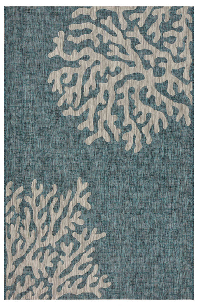 5’ x 7’ Blue Coral Reef Indoor Outdoor Area Rug