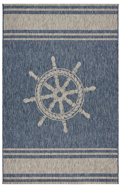 5’ x 7’ Navy Ship Helm Indoor Outdoor Area Rug