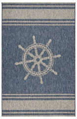 8’ x 9’ Navy Ship Helm Indoor Outdoor Area Rug