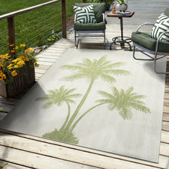 8’ x 10’ Green Palm Tree Indoor Outdoor Area Rug