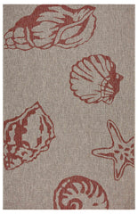 8’ x 9’ Red and Beige Seashell Area Rug