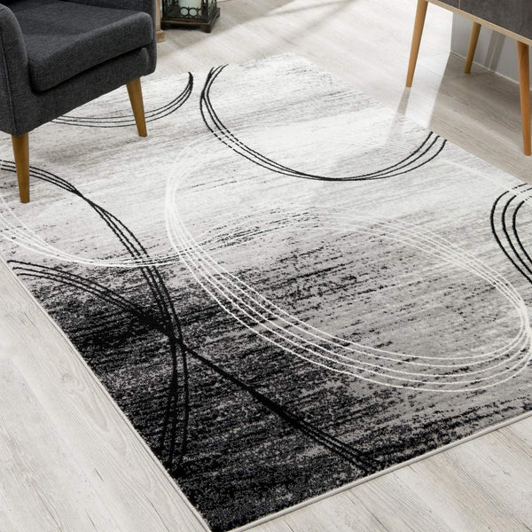 2’ x 5’ Gray Distressed Swirls Area Rug