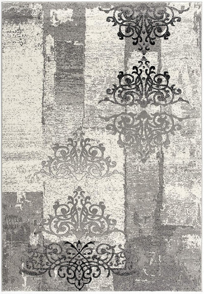 2’ x 5’ Gray Faded Filigree Pattern Area Rug