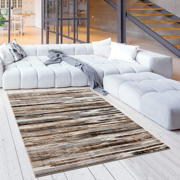 3’ x 6’ Beige Rustic Strokes Area Rug