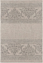 5’ x 8’ Ivory Distressed Scroll Pattern Area Rug