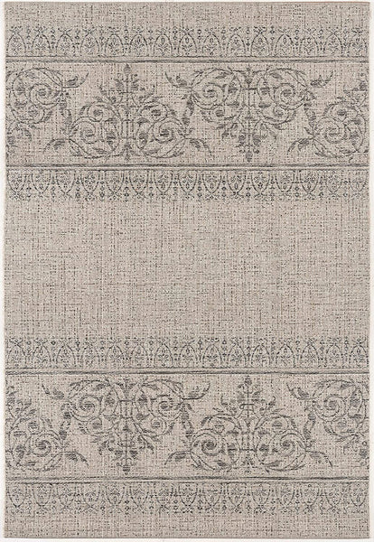 8’ x 10’ Ivory Distressed Scroll Pattern Area Rug