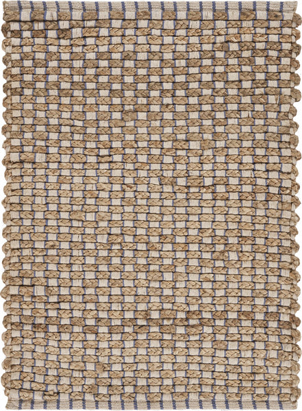 2’ x 3’ Tan and Navy Checkered Scatter Rug