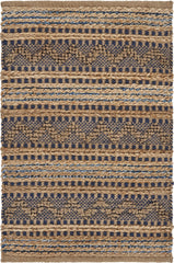 2’ x 3’ Tan and Navy Decorative Jute Scatter Rug
