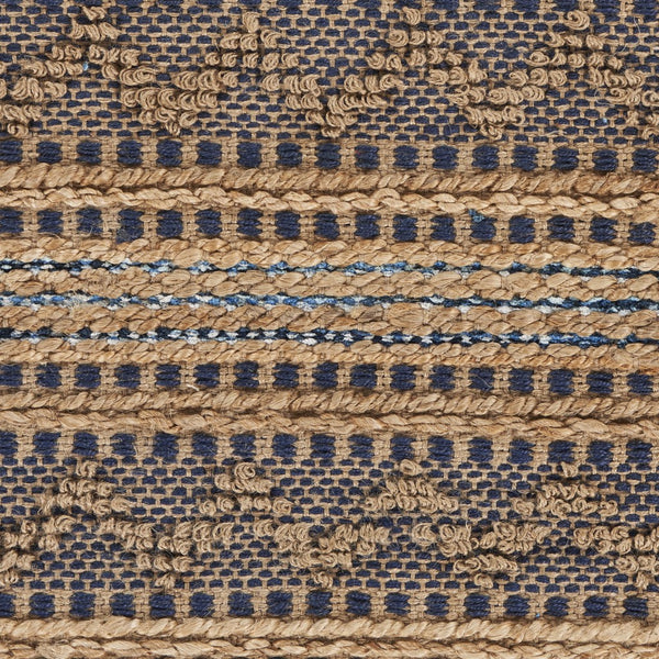 2’ x 3’ Tan and Navy Decorative Jute Scatter Rug