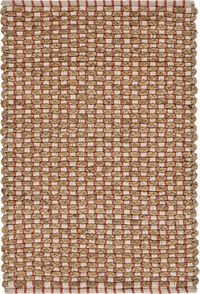 2’ x 3’ Tan and Red Checkered Scatter Rug